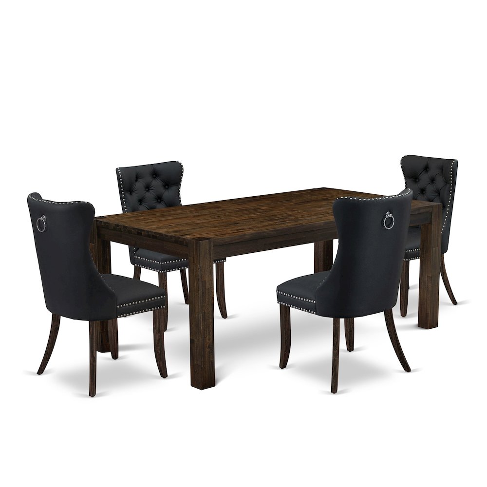 East West Furniture 5 Piece Set Consists of a Rectangle Rustic