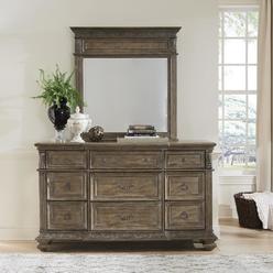 Liberty Furniture Carlisle Court Dresser & Mirror - Chestnut with Gray Dusty Wax Finish