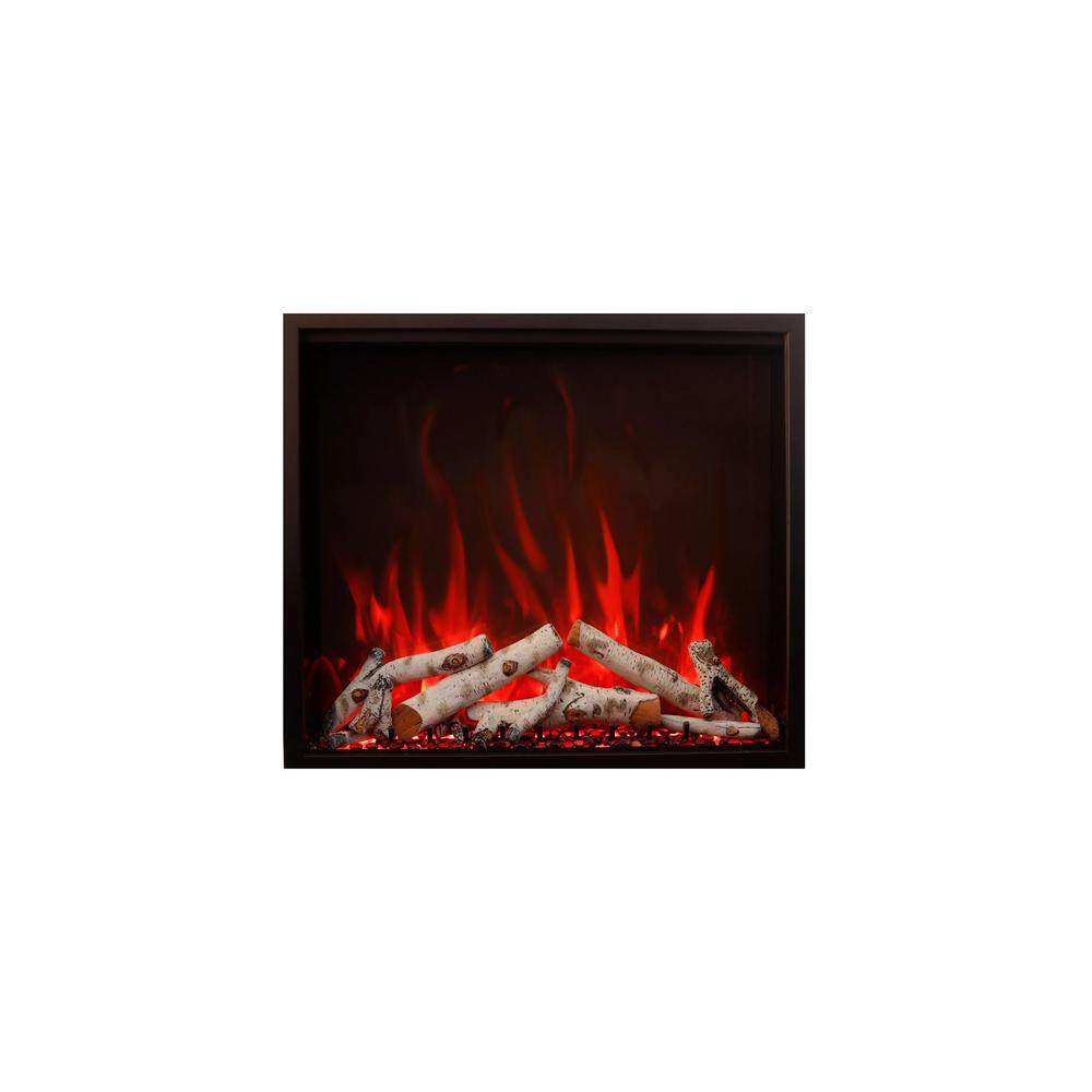 Amantii Smart 38” Fireplace – includes a steel trim, glass inlay, 10 piece log set
