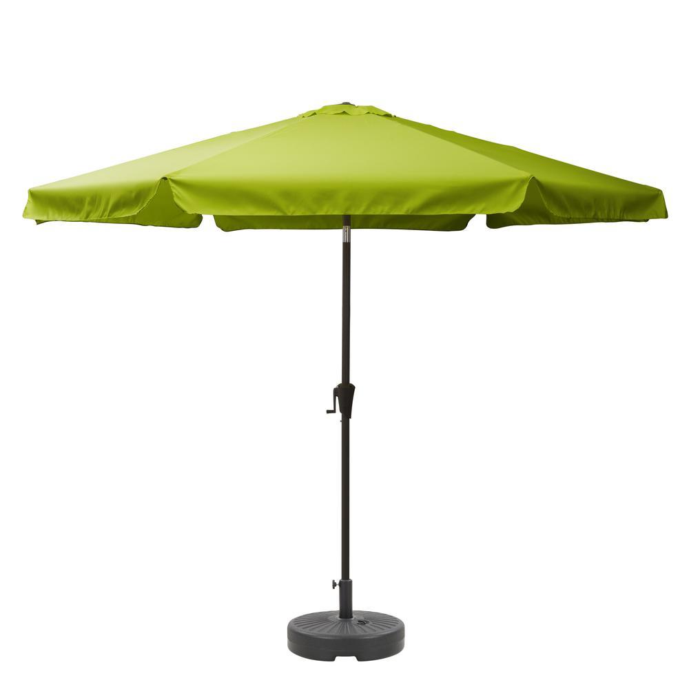 CorLiving 10ft Round Tilting Lime Green Patio Umbrella and Round Umbrella Base