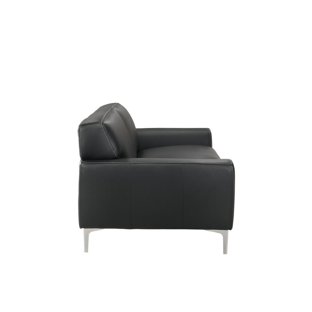 New Classic Furniture Furniture Carrara Italian Leather Upholstered Sofa in Black