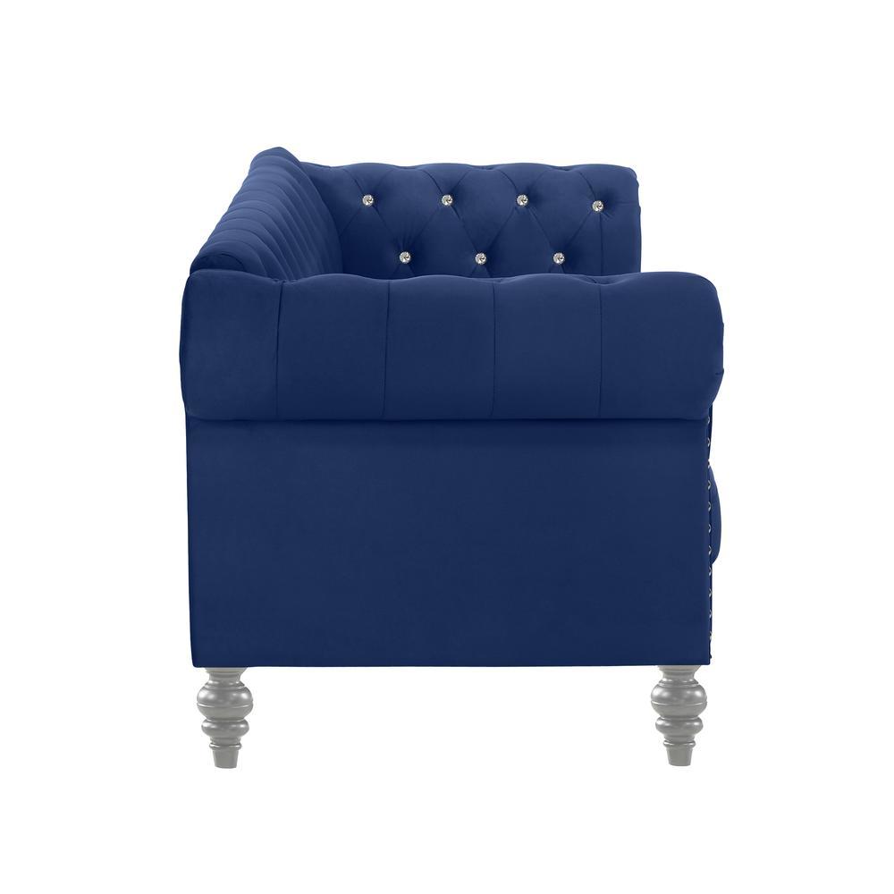 New Classic Furniture Furniture Emma Velvet Fabric Sofa with Rolled Arms in Royal Blue
