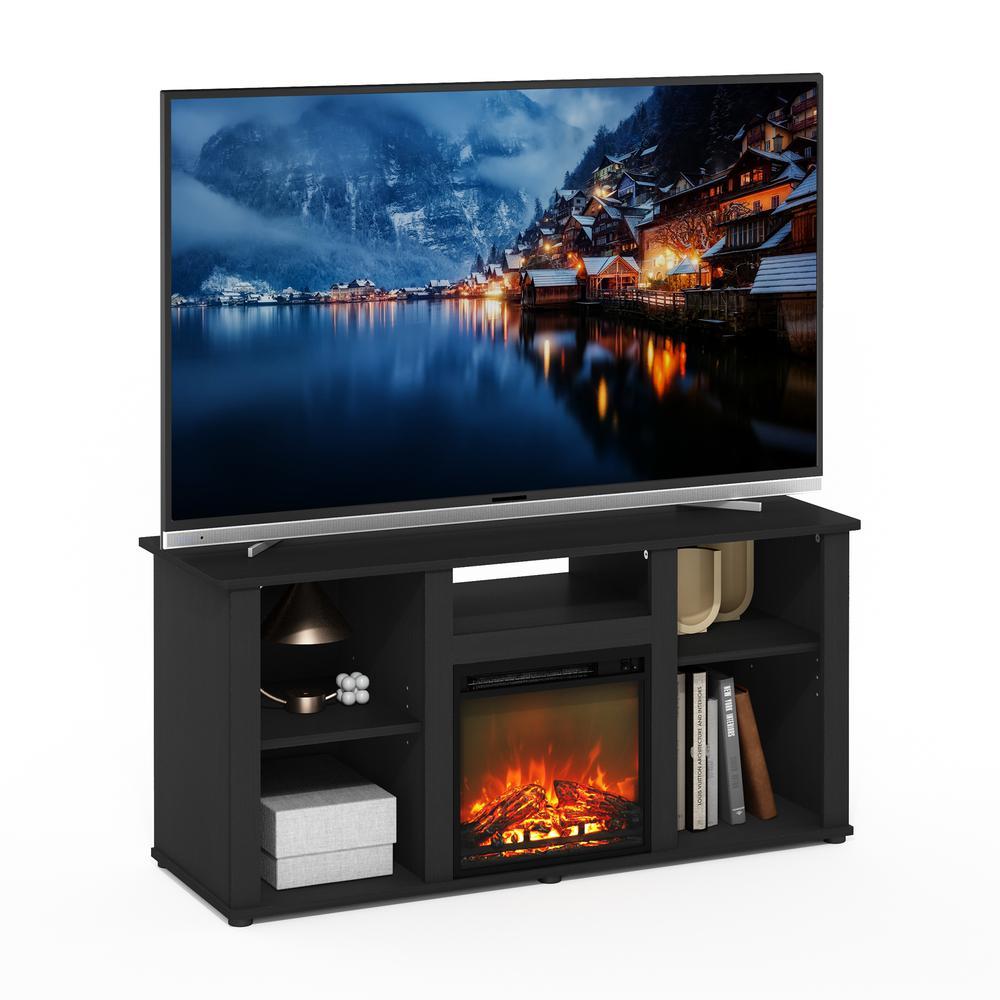 FURINNO Fireplace TV Entertainment Center with Open Storage Compartment for TV up to 55"