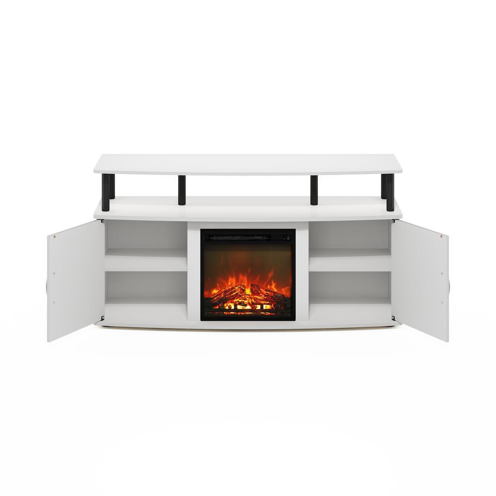 FURINNO Fireplace Entertainment Center with Doors Storage Cabinet for TV up to 55 Inch