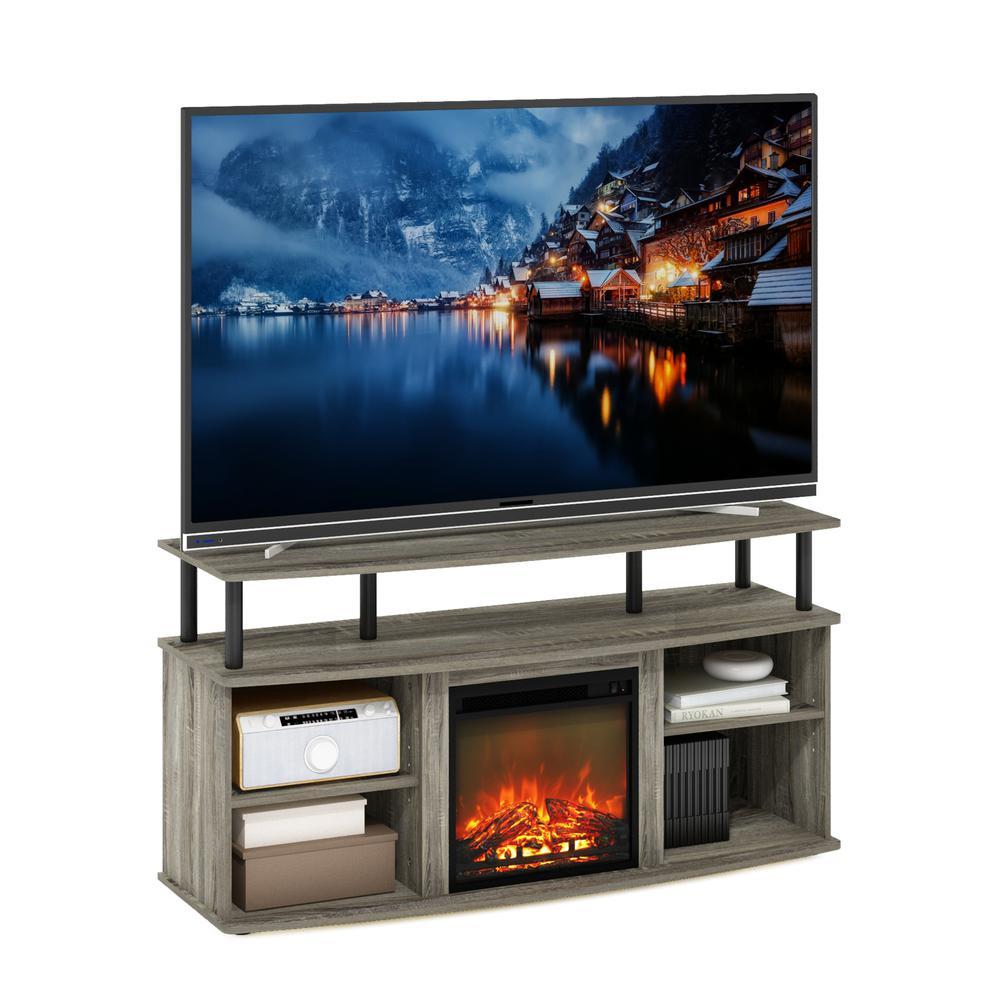 FURINNO Open Shelving Storage Fireplace Entertainment Center for TV up to 55 Inch