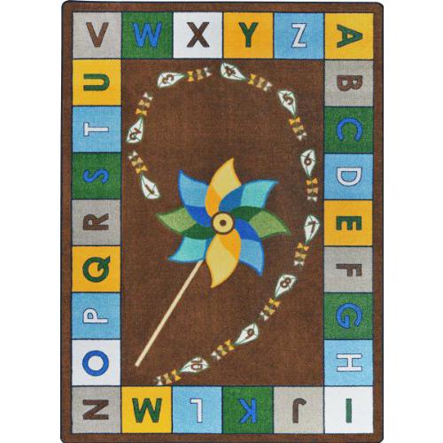Joy Carpets Joy Carpet Alphabet Pinwheel Earthtone 13'2" Round