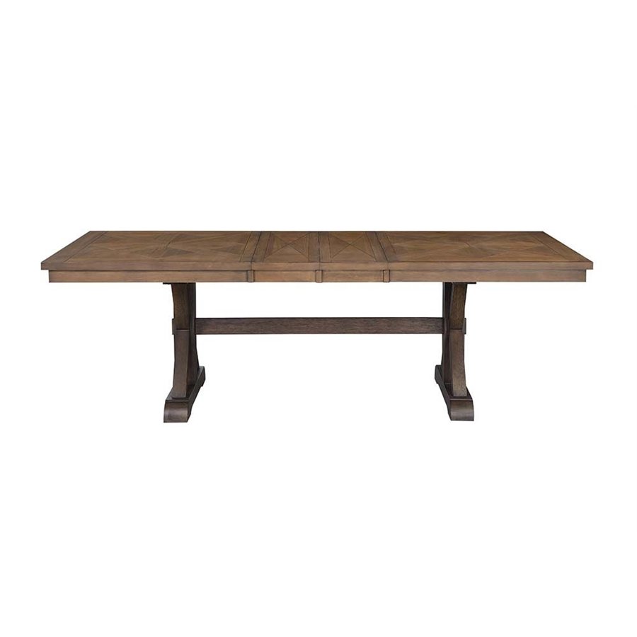 Acme Furniture ACME Pascaline Dining Table, Gray Fabric, Rustic Brown & Oak Finish