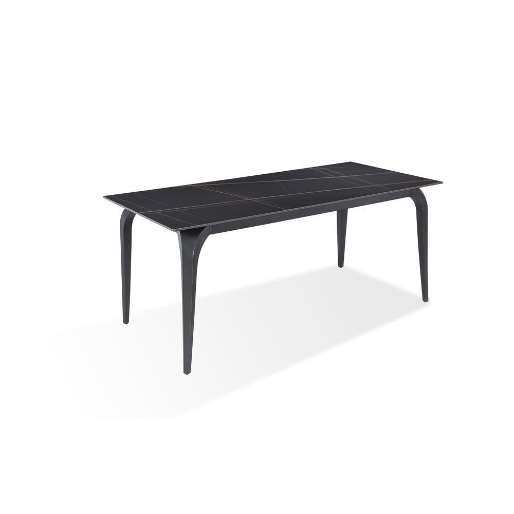 Modus Furniture Nicoya Stone Top Rectangular Dining Table in Black ...