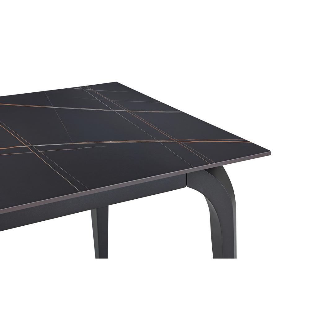 Modus Furniture Nicoya Stone Top Rectangular Dining Table in Black ...
