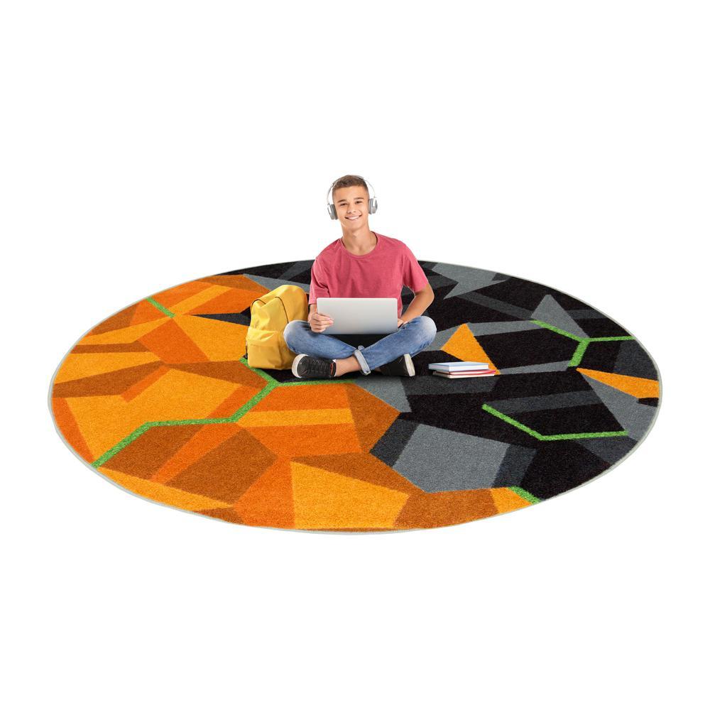 Joy Carpets Stealth 13'2" Round area rug in color Tangerine