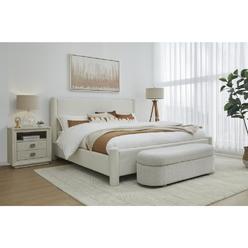 Modus Furniture Burke Upholstered Platform Bed in Cottage Cheese Boucle