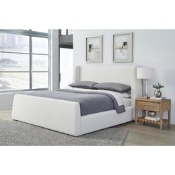 Modus Furniture Presley Upholstered Wingback Platform Bed in Cottage Cheese Boucle