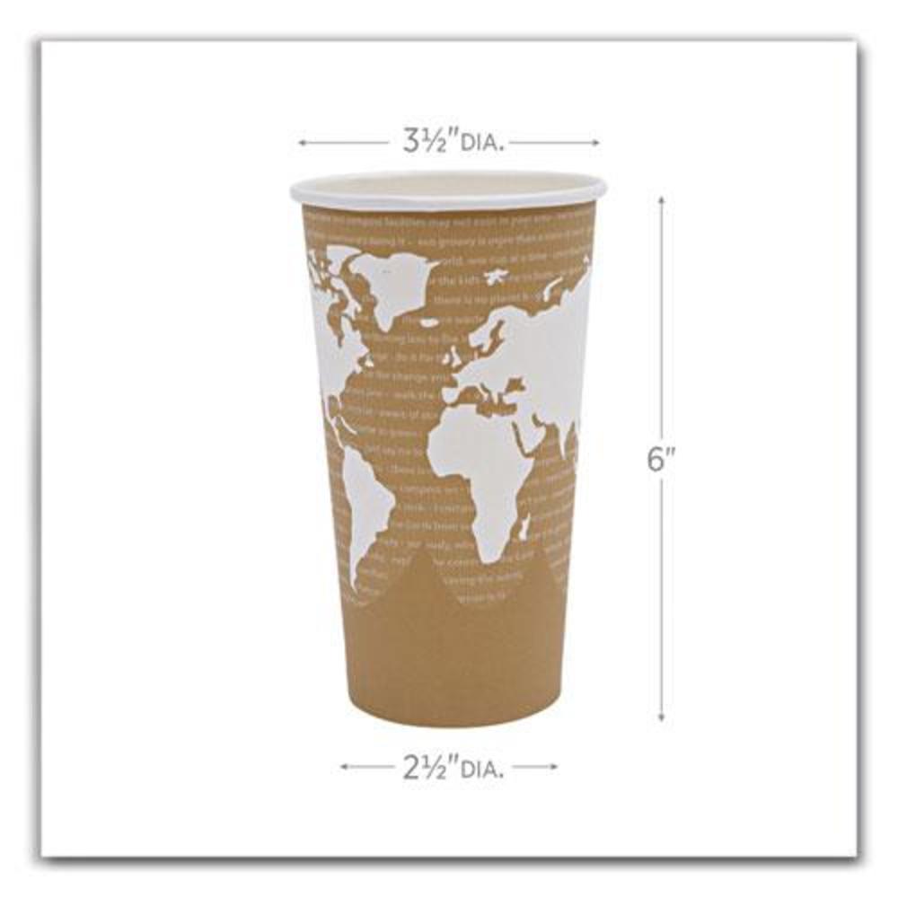 Eco-Products World Art Renewable and Compostable Hot Cups, 20 oz, 50/Pack, 20 Packs/Carton