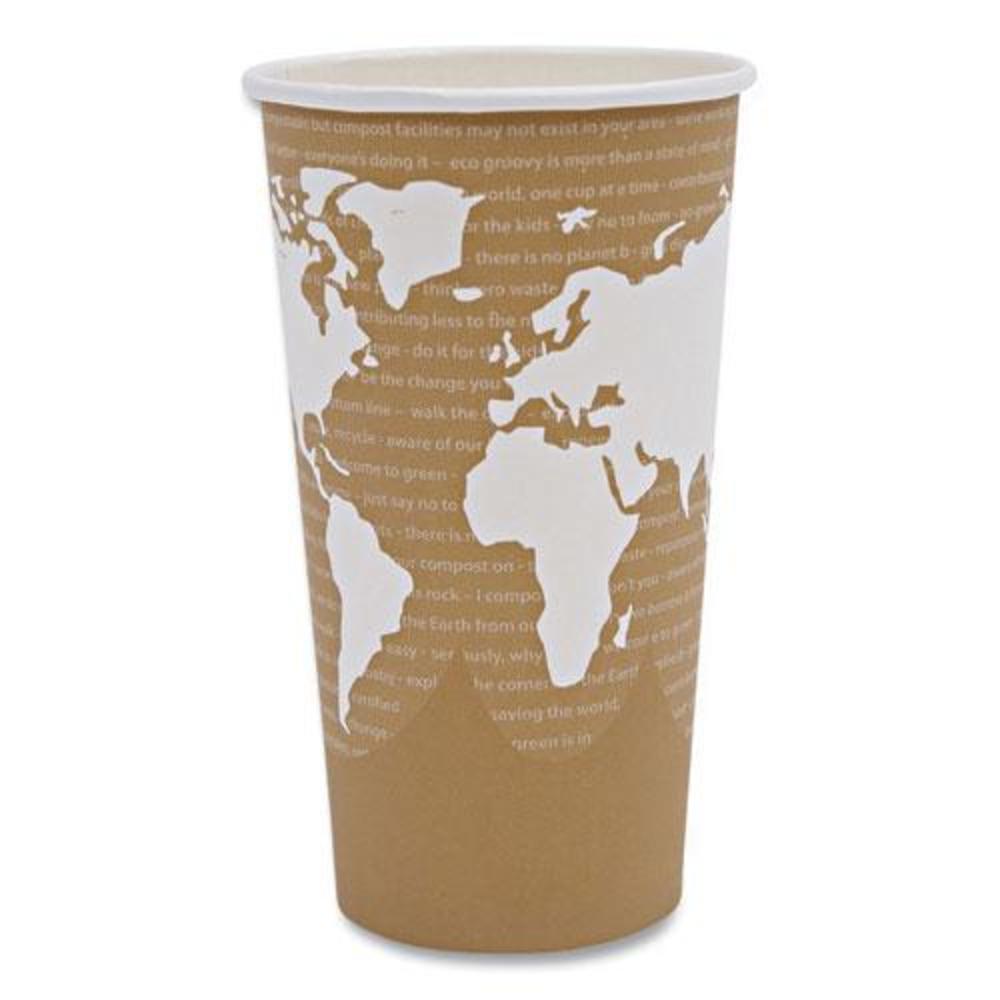 Eco-Products World Art Renewable and Compostable Hot Cups, 20 oz, 50/Pack, 20 Packs/Carton