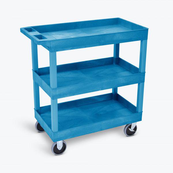 Luxor HD High Capacity 3 Tub Shelves Cart in Blue