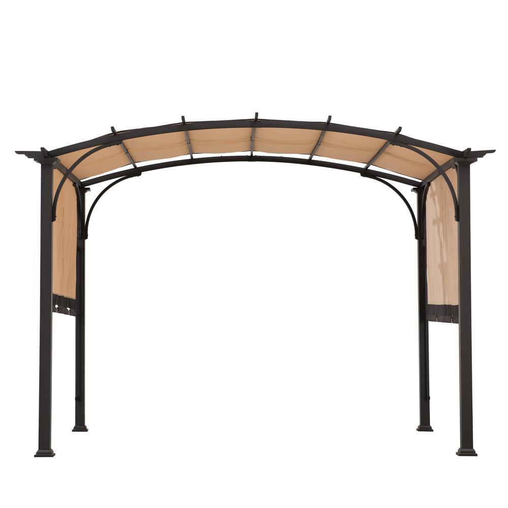 Sunjoy  9 x 11ft Outdoor Steel Arched Pergola with Adjustable Canopy