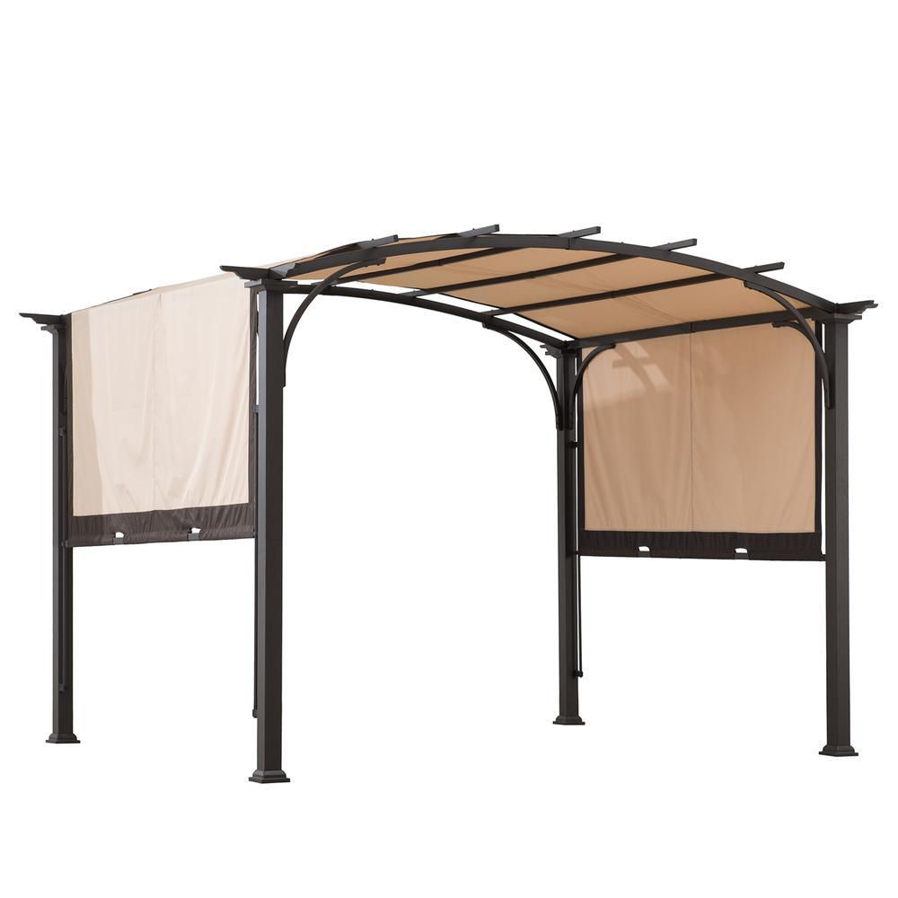 Sunjoy  9 x 11ft Outdoor Steel Arched Pergola with Adjustable Canopy