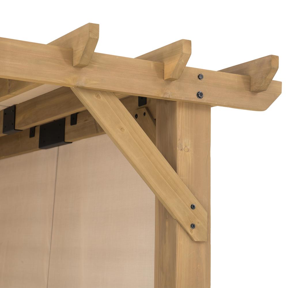 Golden Bull Marketing Sunjoy 10 x 11 ft Cedar Wood Frame Pergola with Adjustable Canopy&Privacy Screen