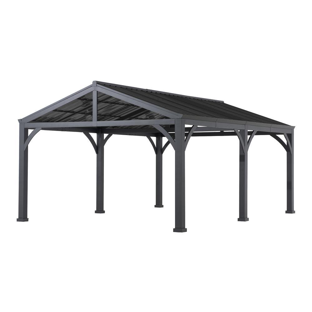 Sunjoy Newville Heavy Duty Outdoor Carport with Polycarbonate Gable Roof