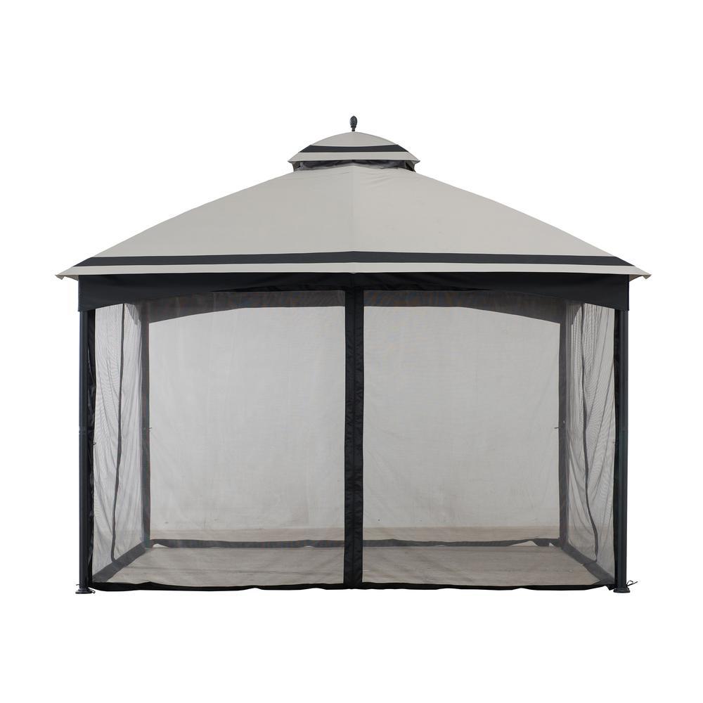 Sunjoy Outdoor Patio 11 x 13 ft Black Steel Frame 2 Tier Soft Top Gazebo