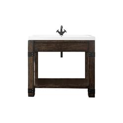 James Martin Vanities 39.5" Wooden Sink Console, Rustic Ash w/ White Glossy Composite Countertop