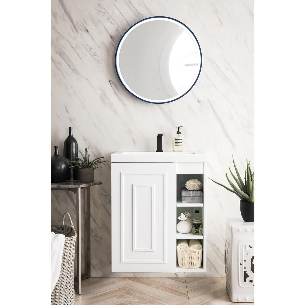 James Martin Vanities 24" Single Vanity Cabinet, Glossy White w/ White Glossy Composite Countertop