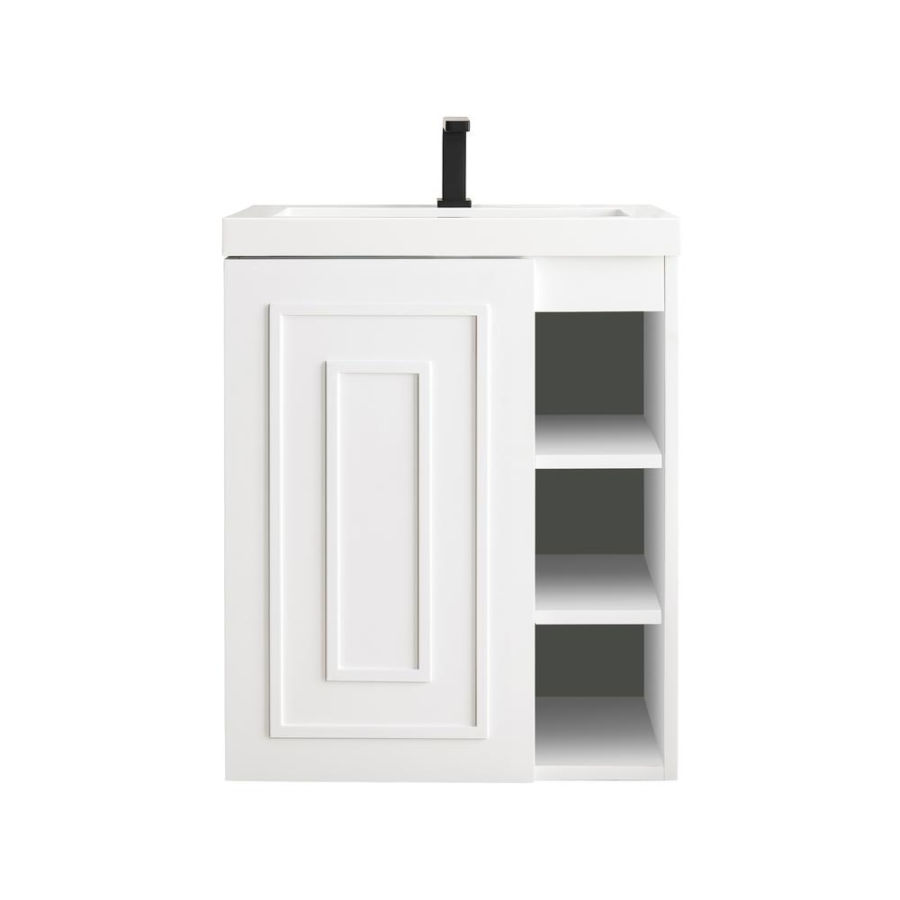 James Martin Vanities 24" Single Vanity Cabinet, Glossy White w/ White Glossy Composite Countertop