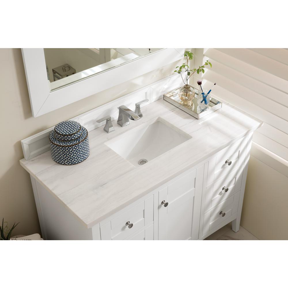 James Martin Vanities Palisades 48" Single Vanity, Bright  White w/ 3 CM Arctic Fall Solid Surface Top