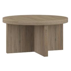 Hudson&Canal Elna 33" Wide Round Coffee Table in Antiqued Gray Oak