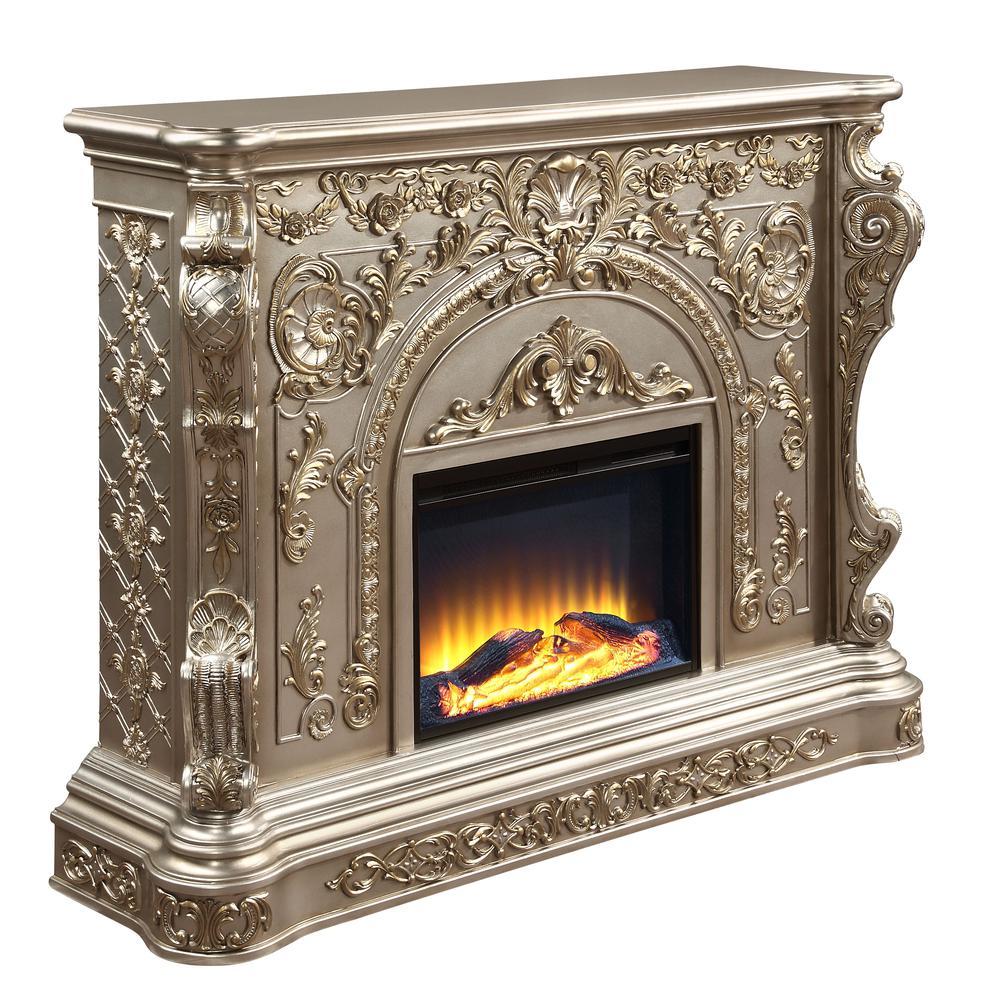 Acme Furniture Danae Fireplace, Antique Silver Finish