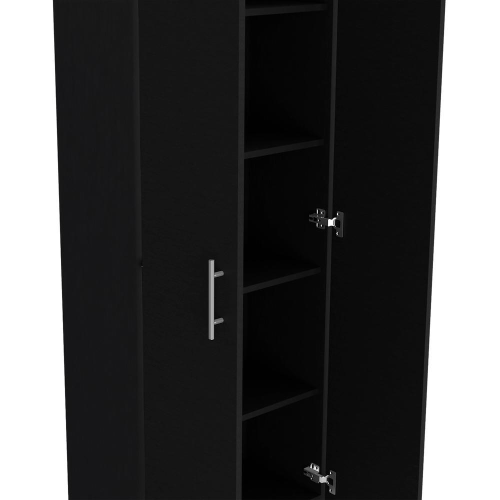 Depot E-Shop Teller Pantry Cabinet with 5 Shelves, Black -Kitchen