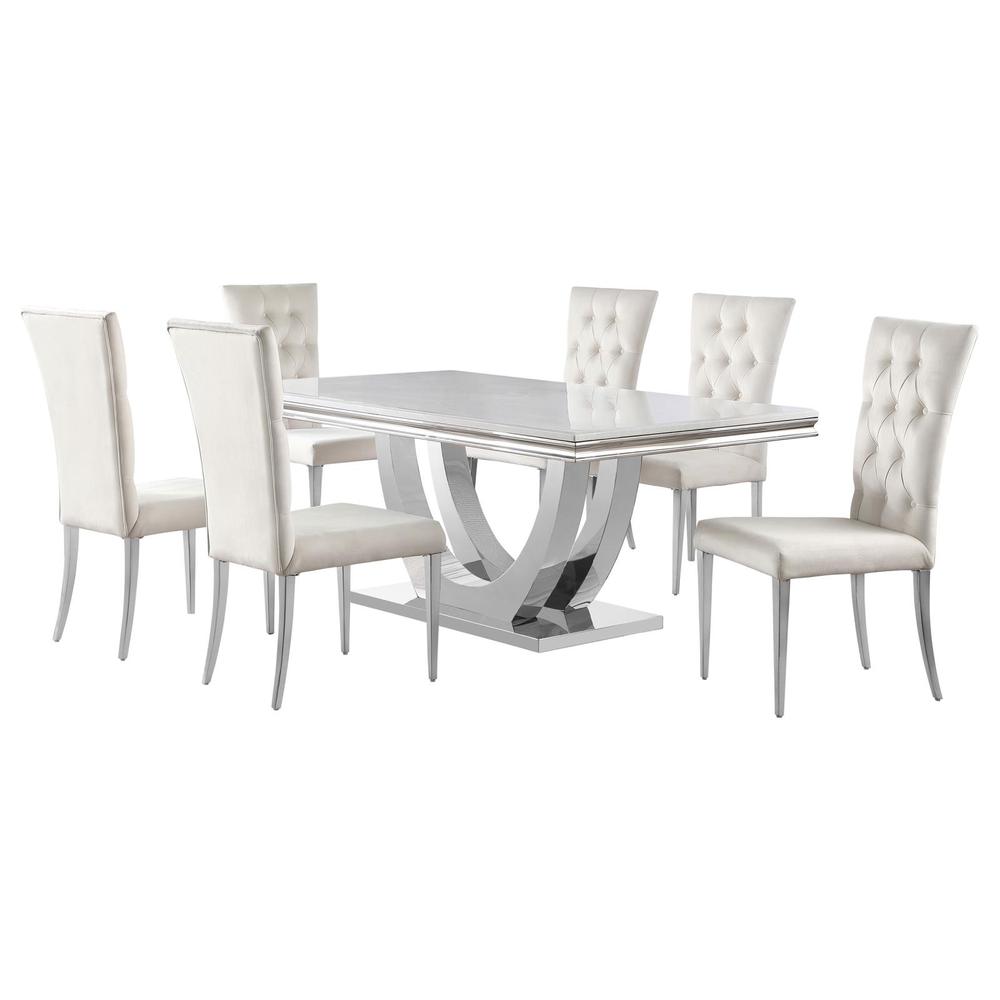 Coaster Kerwin 7-piece Dining Room Set White and Chrome