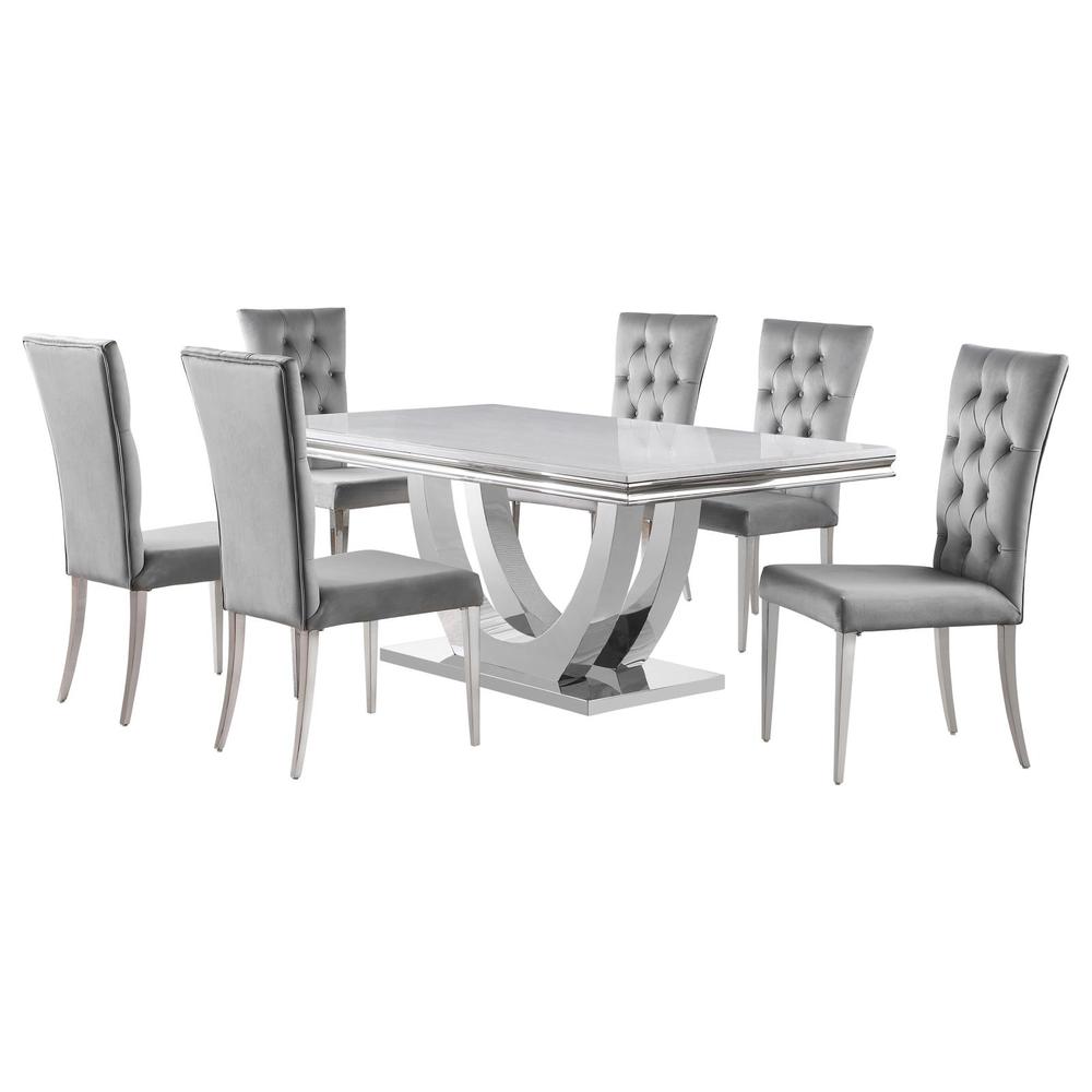 Coaster Kerwin 7-piece Dining Room Set Grey and Chrome