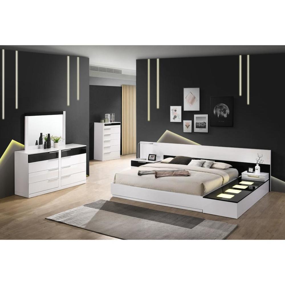 Best Master Furniture Best Master Bahamas 4-Piece California King Platform Bedroom Set in White/Black