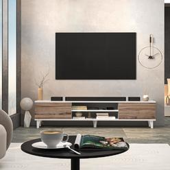Atelier MOBILI Interchangeable TV Stands for Living Room, White TV Stand, 75 Inch TV Stand
