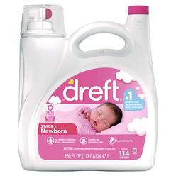Dreft Ultra Laundry Detergent, Baby Powder Scent, 150 oz Bottle, 4/Carton
