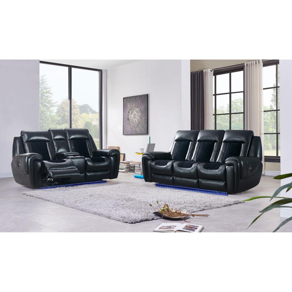 Global Furniture Power Reclining Sofa / Power Console Reclining Loveseat/ Power Recliner With Led