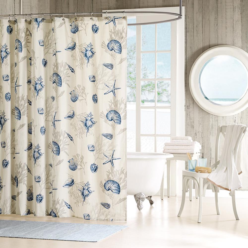 Madison Park 100% Cotton Sateen Printed Shower Curtain,MP70-645