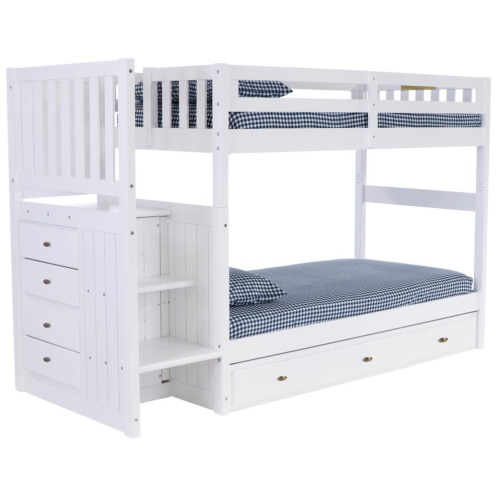 American Furniture Classics Mission Staircase Twin over Twin Bunk Bed with Seven Drawers