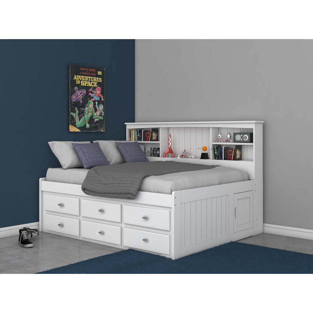 American Furniture Classics OS Home and Office Furniture Model 80223K6-22, Solid Pine Full Bookcase Daybed with 6 Drawers in Casual White