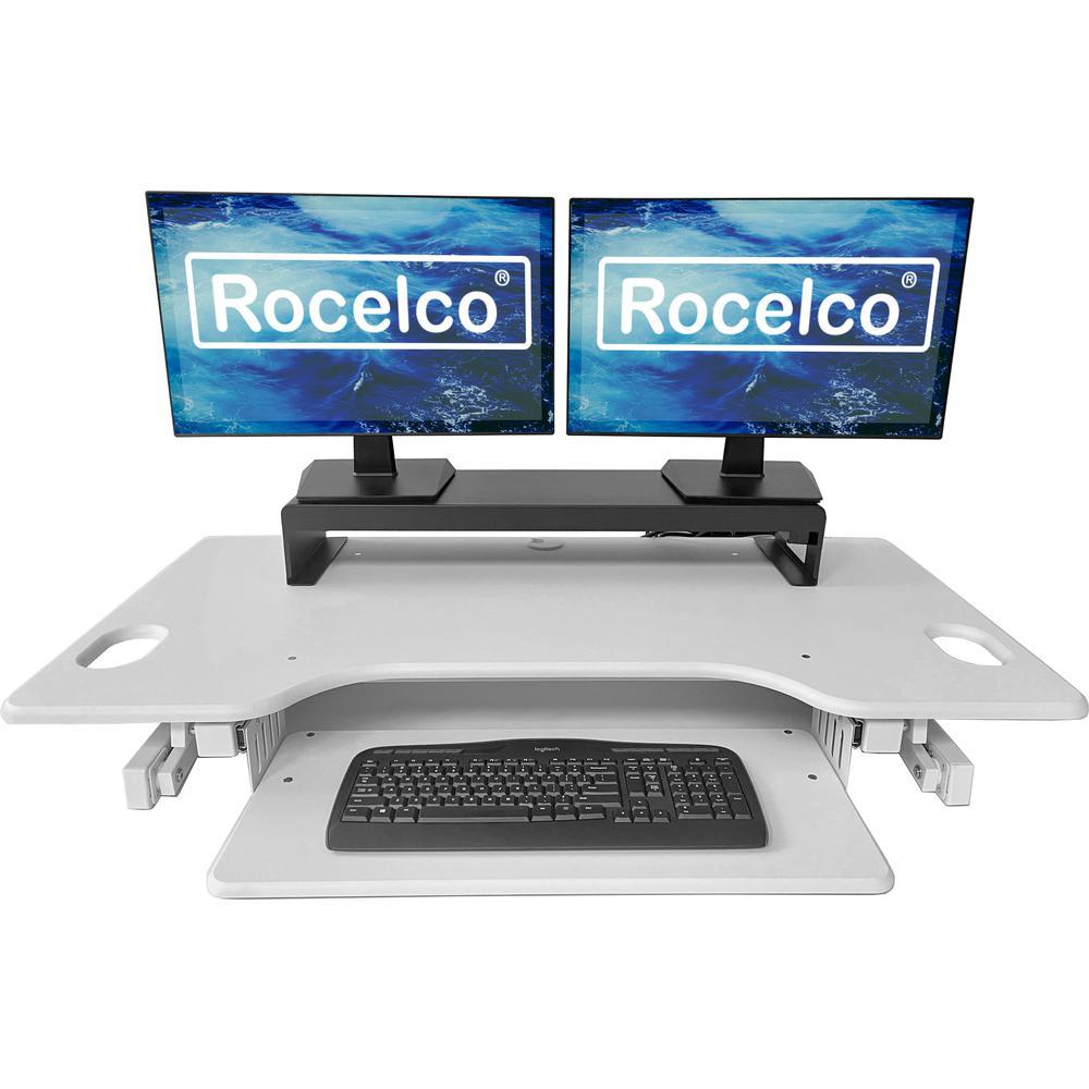 Rocelco 46" Large Height Adjustable Standing Desk Converter -Dual Monitor Stand BUNDLE