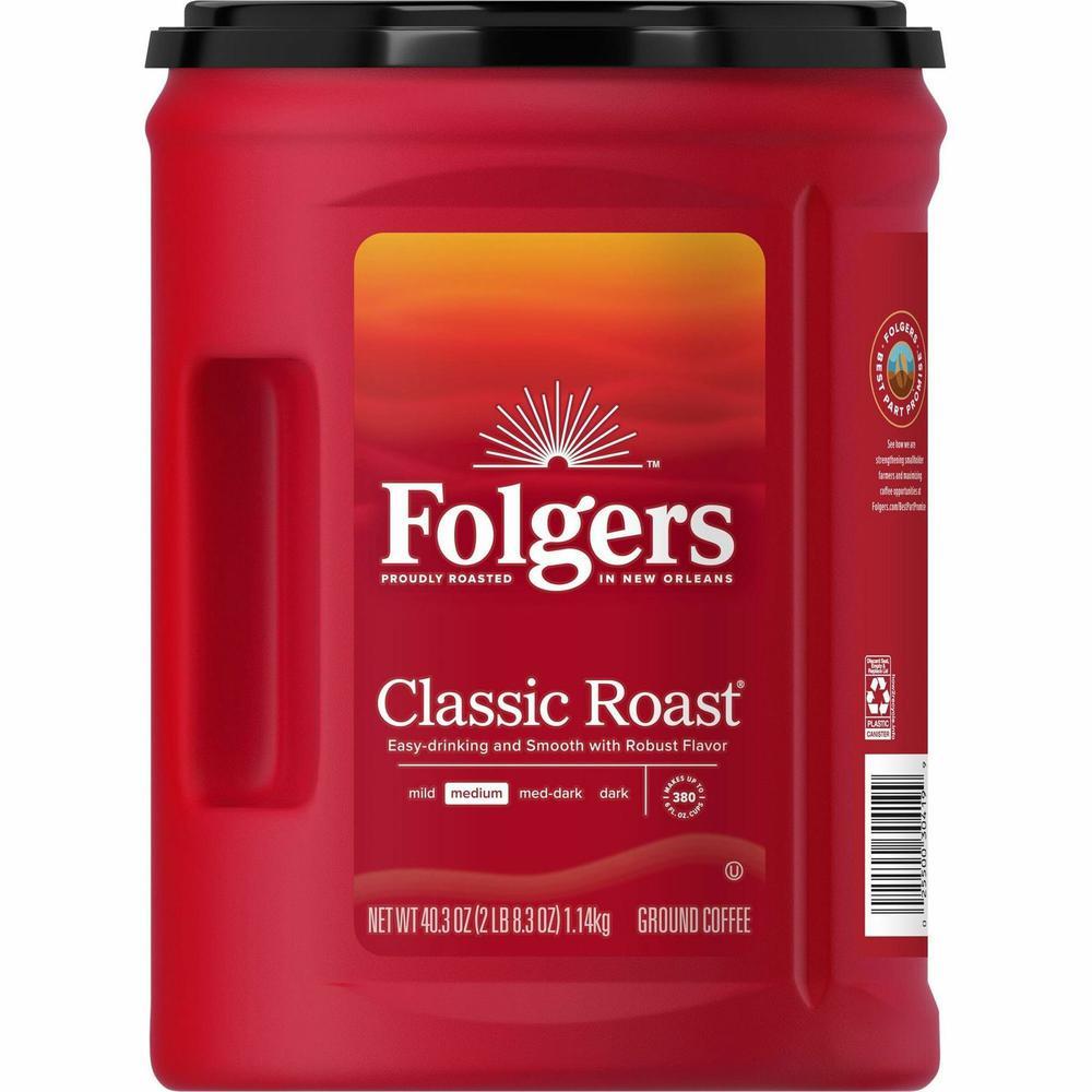 Keurig Green Mountain, Inc Folgers Ground Canister Classic Roast Coffee - Medium - 6 / Carton