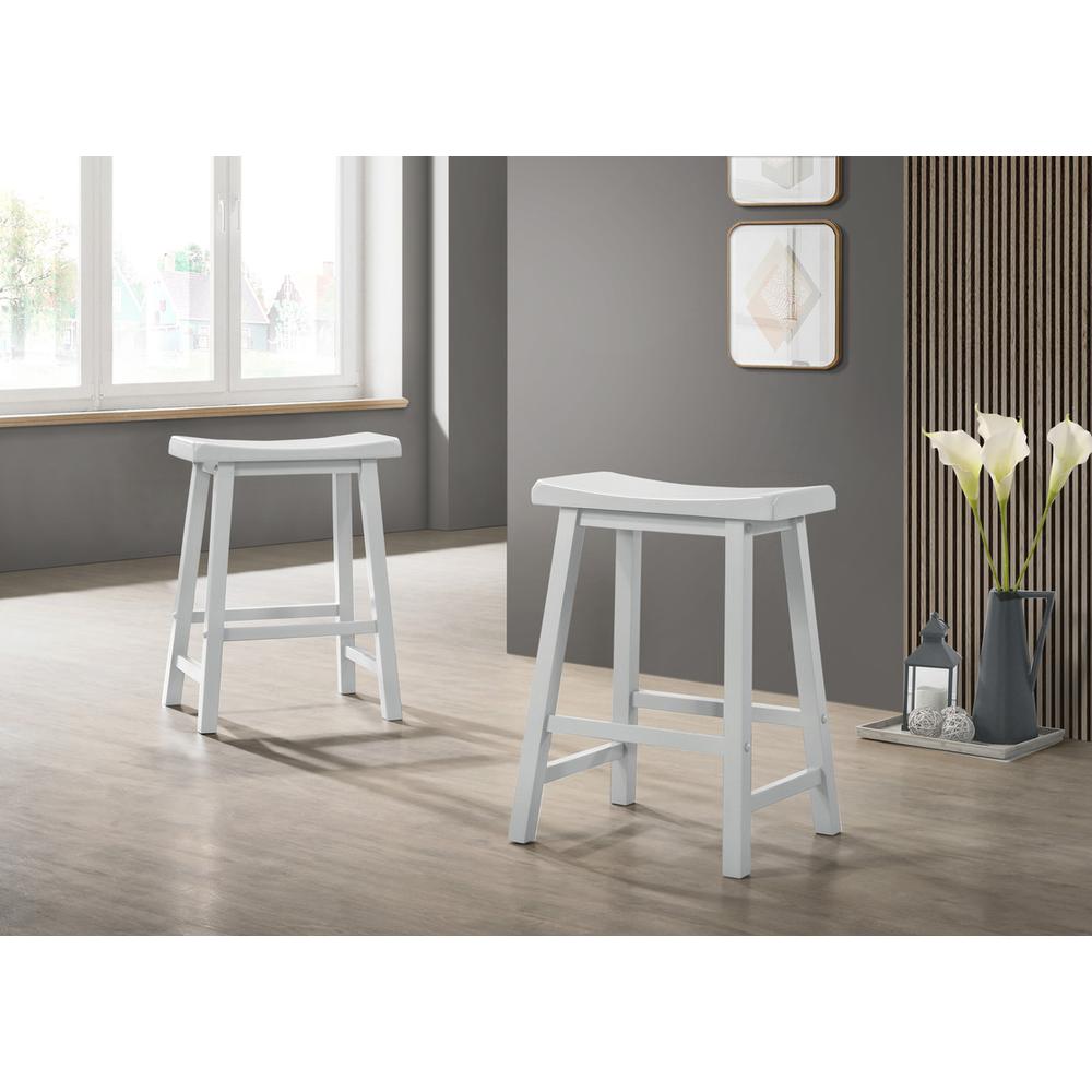 Lilola Home Oak and White Counter Height Dining Table with Cabinet, Drawer, 2 Counter Stools