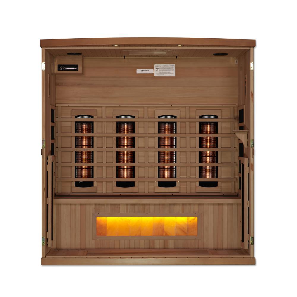 Golden Design Saunas Golden Designs 4-Person Full Spectrum PureTech™ Near Zero EMF FAR Infrared Sauna with Himalayan Salt Bar (Canadian Hemlock)