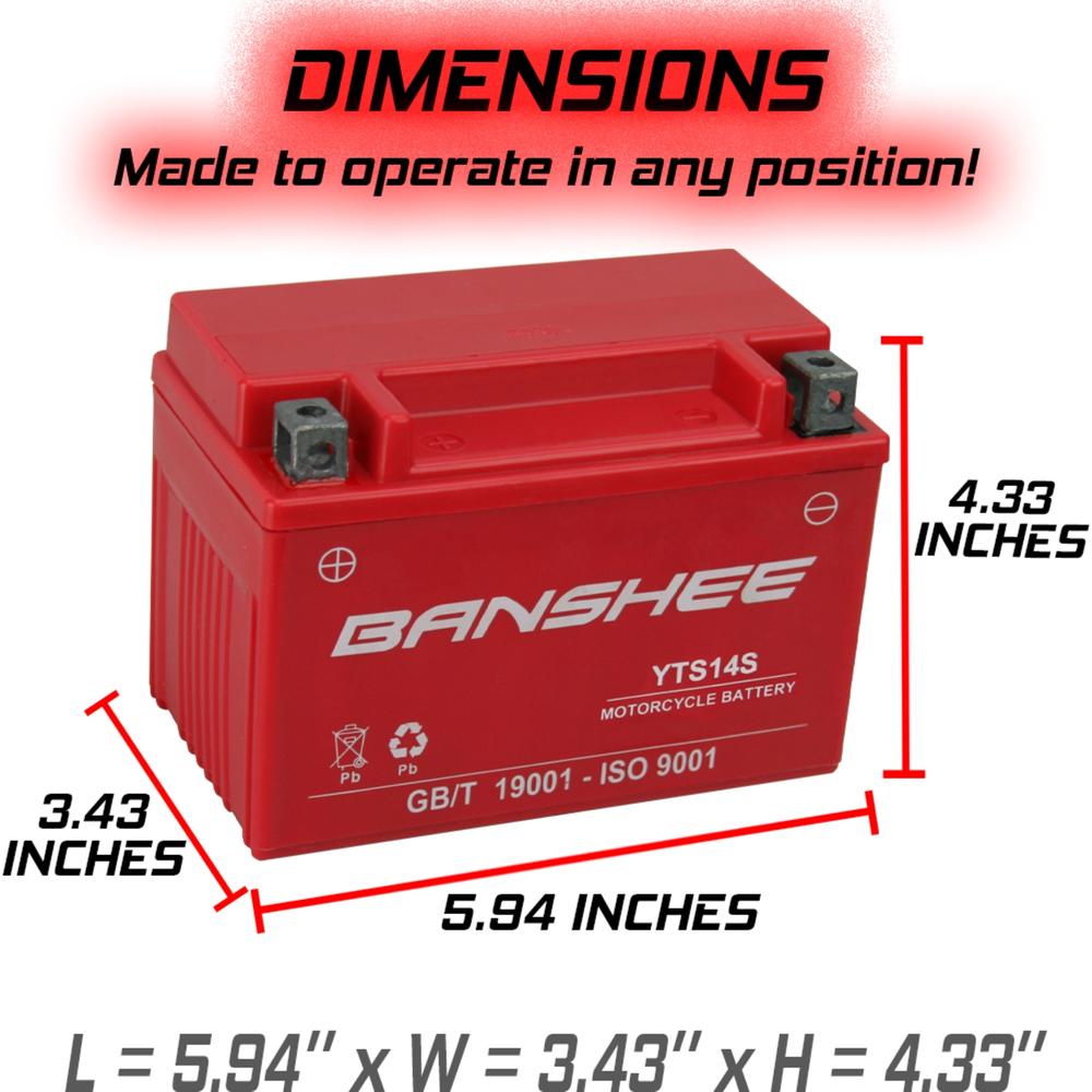 Banshee YTZ14S Motorsports Battery Compatible with Honda ST1300 ABS