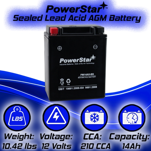 PowerStar YTX14AH-BS ATV Battery Compatible with  Polaris Sportsman 570 SP Hunters Edition