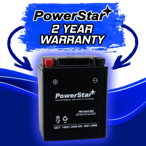 PowerStar YTX14AH-BS Snowmobile Battery Compatible with  Polaris 800 XC (Electric Start)