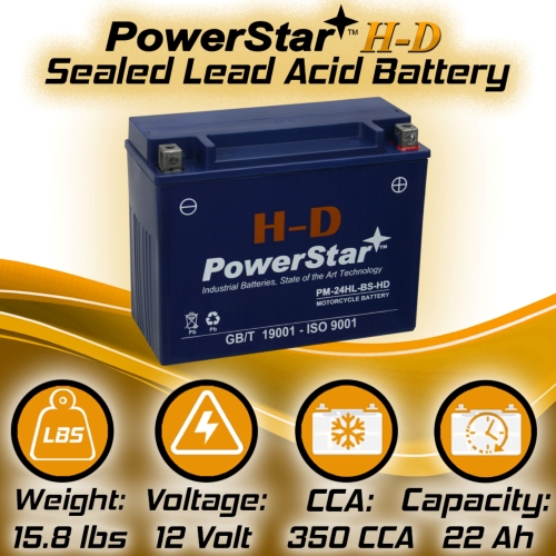 PowerStar HD YTX24HL-BS Motorsports Battery Compatible with CAN-AM Spyder F3-8 Daytona 500 (SE6)
