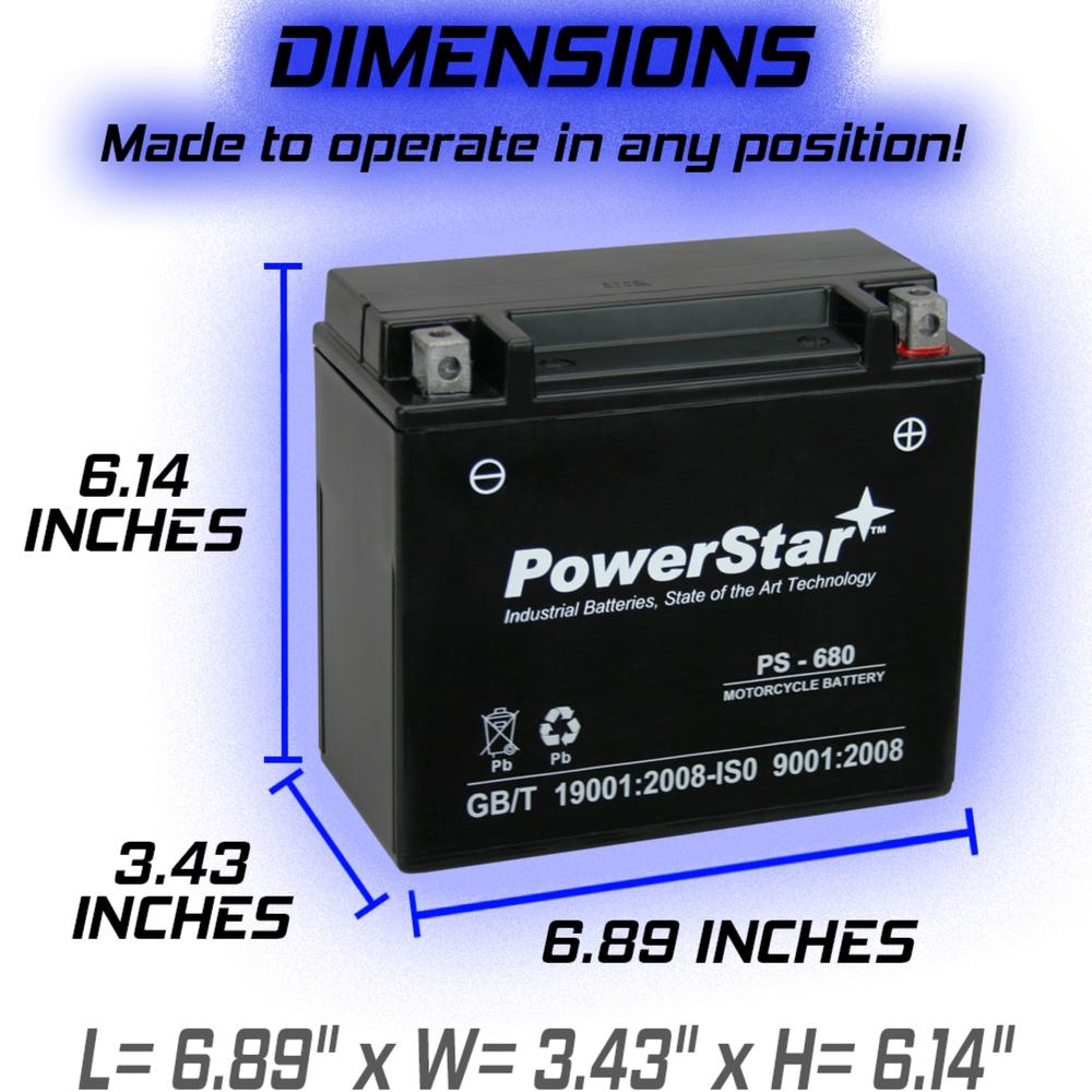 PowerStar PS-680 Motorsports Battery Compatible with Harley DavidsonFXD Dyna Super Glide 2001 to 2005