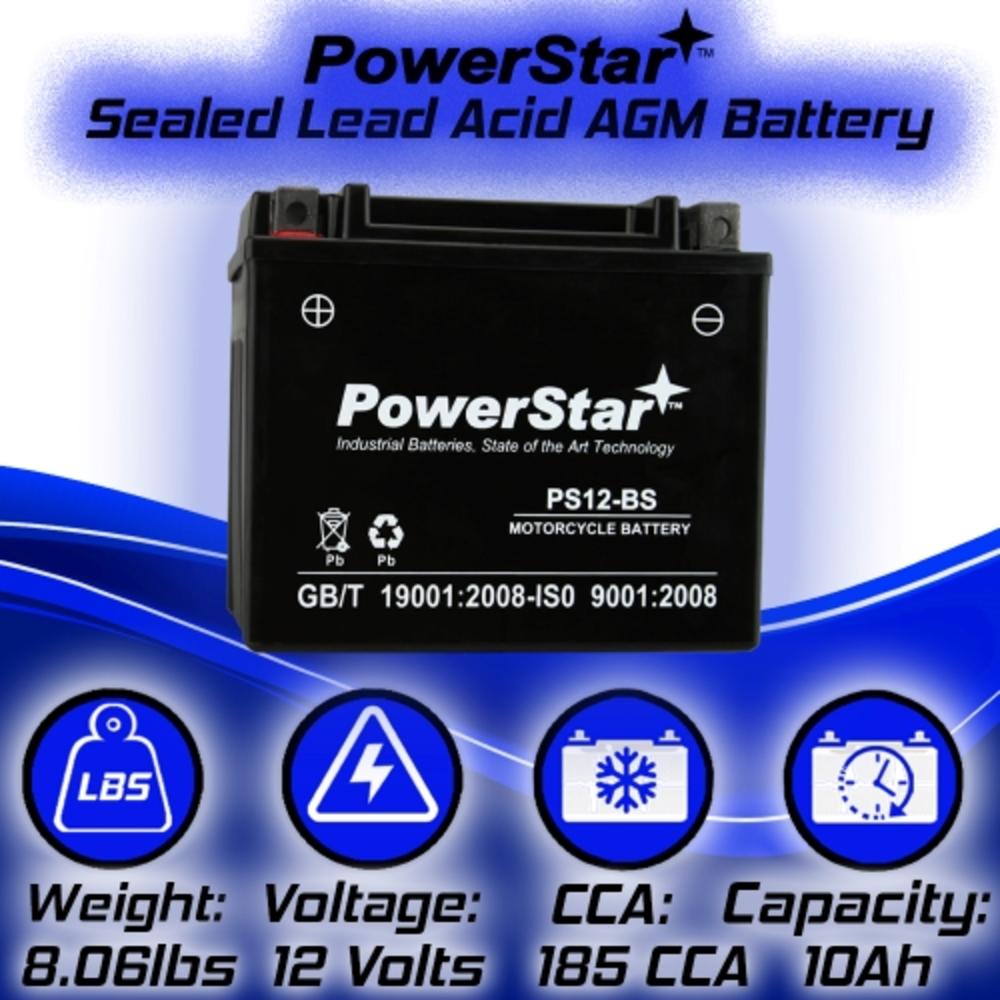 PowerStar YTX12-BS Motorcycle Battery Compatible with Suzuki DL650A V-Strom ABS 2011 to 2019